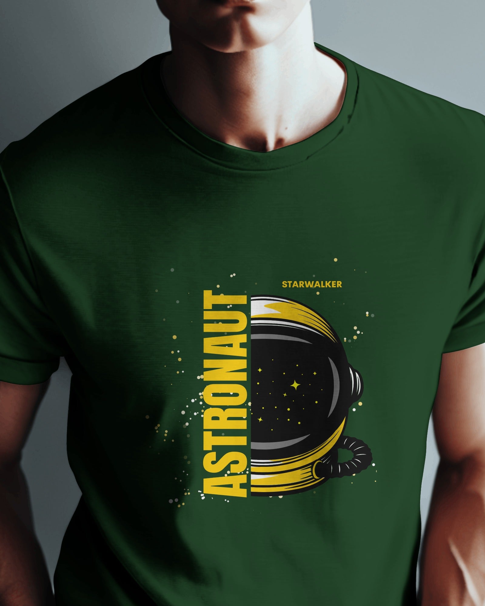 olive green color half sleeves astronaut t-shirt by ESROVERSE – includes free shipping | Space | ISRO | NASA
