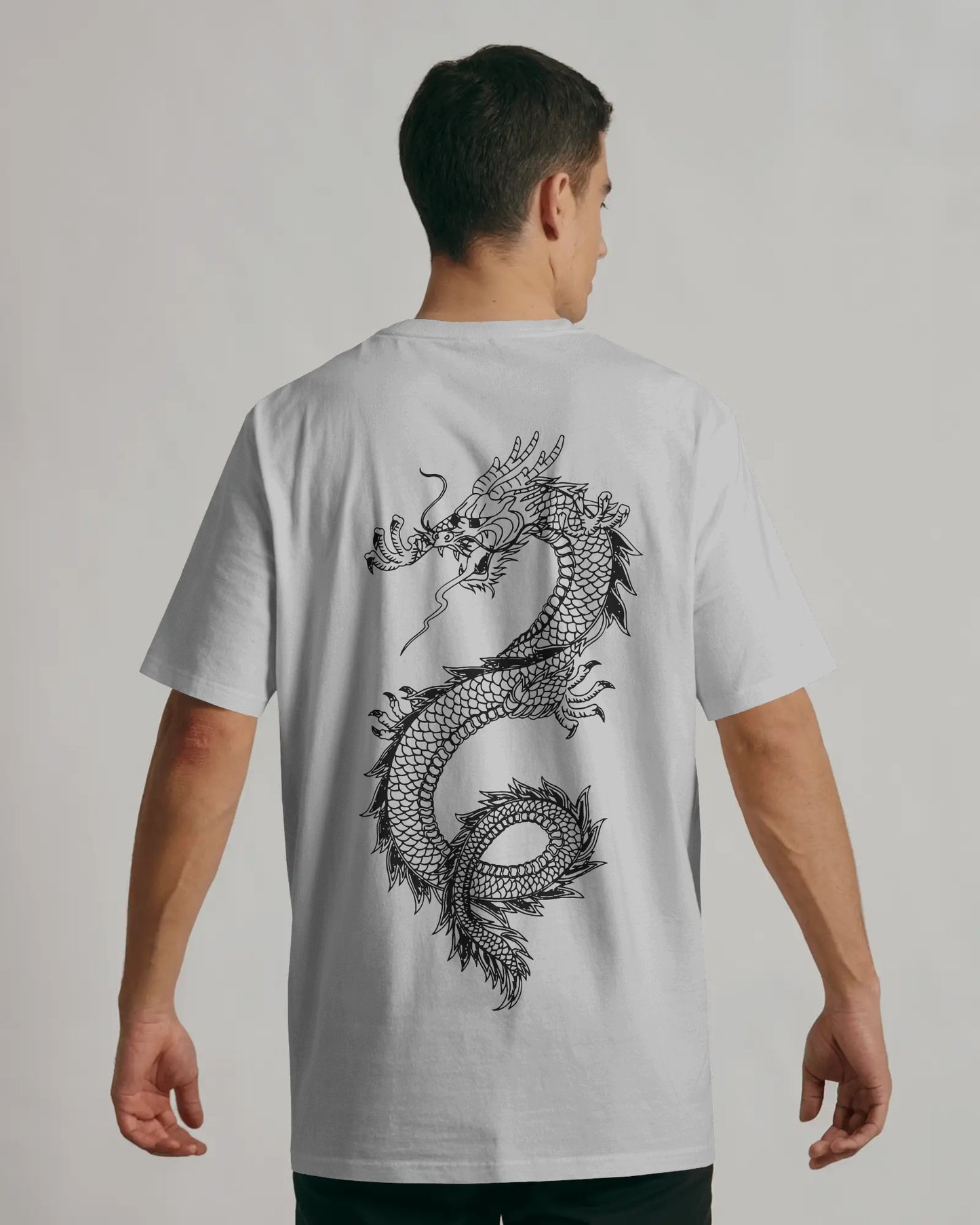 White oversized Casual wear Dragon t-shirt by ESROVERSE – includes free shipping