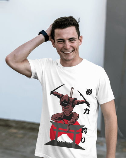 Casual Travelling NINJA Half Sleeves white t shirt
 – ESROVERSE, free shipping included Design T-shirt (Unisex)