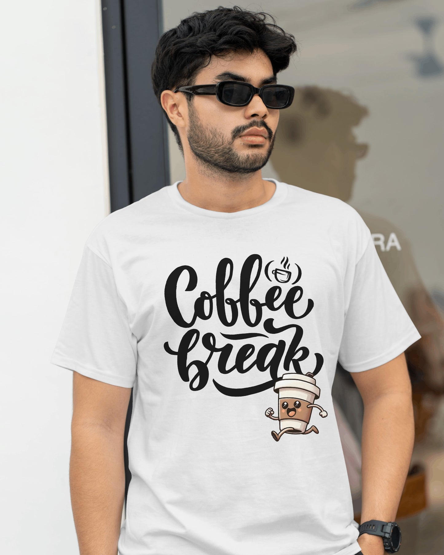 Half Sleeves Coffee Design T-Shirt (Unisex)