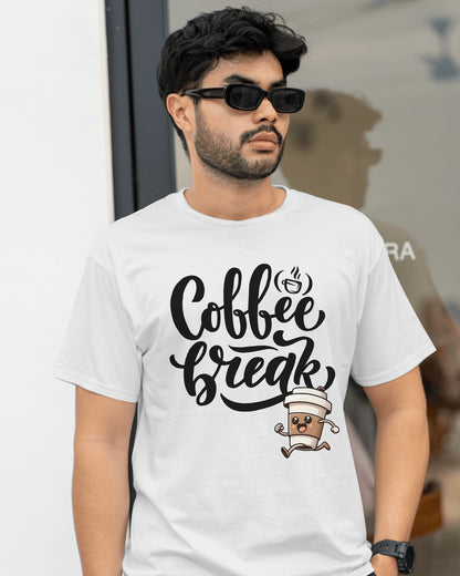 Half Sleeves Coffee Design T-Shirt (Unisex)