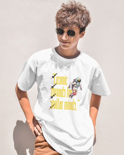 Cosmic white Half Sleeves T-shirt - ESROVERSE, free shipping included Design T-shirt (Unisex)  NASA | ISRO | AMAZON | SPACE