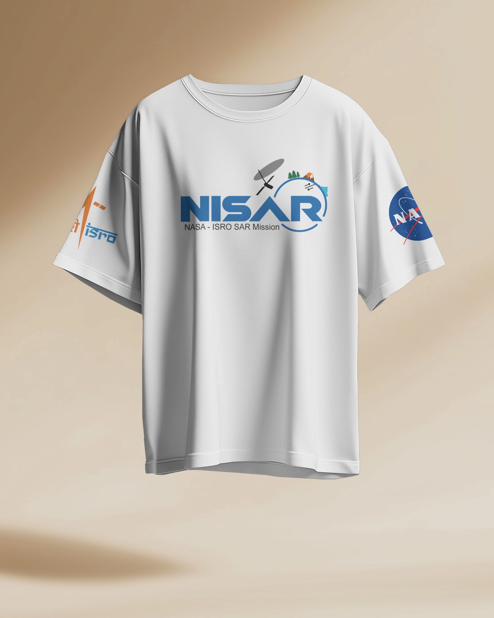 "Model wearing official NISAR mission T-shirt – NASA approved and ISRO licensed – black oversized unisex tee showcasing the India-US space collaboration. High-quality cotton, space-themed design, symbol of national pride."

NISAR, NASA, ISRO, space, India-US collaboration

Oversized T Shirt | NASA T Shirt | ISRO T Shirt | NISAR T Shirt | Historic  shirt | Unisex | Google | Space | 240 GSM Drop shoulder T shirt |  Free Shipping | Premium T Shirt 