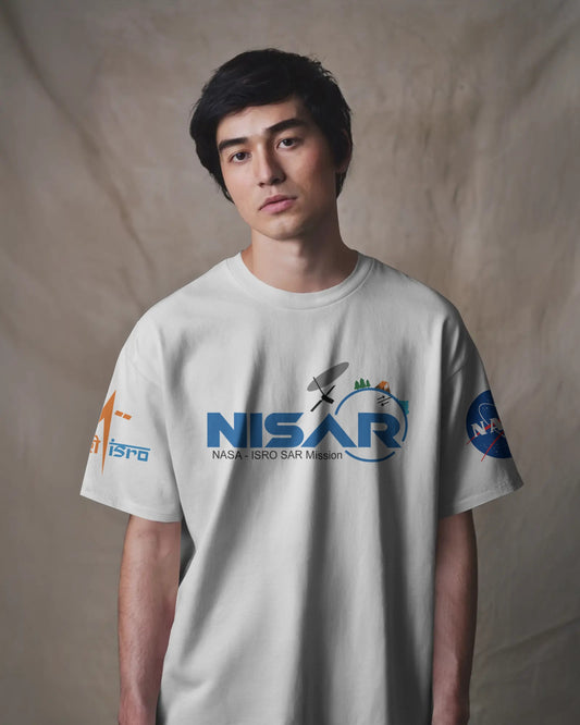 "Model wearing official NISAR mission T-shirt – NASA approved and ISRO licensed – black oversized unisex tee showcasing the India-US space collaboration. High-quality cotton, space-themed design, symbol of national pride."

NISAR, NASA, ISRO, space, India-US collaboration

Oversized T Shirt | NASA T Shirt | ISRO T Shirt | NISAR T Shirt | Historic  shirt | Unisex | Google | Space | 240 GSM Drop shoulder T shirt | 