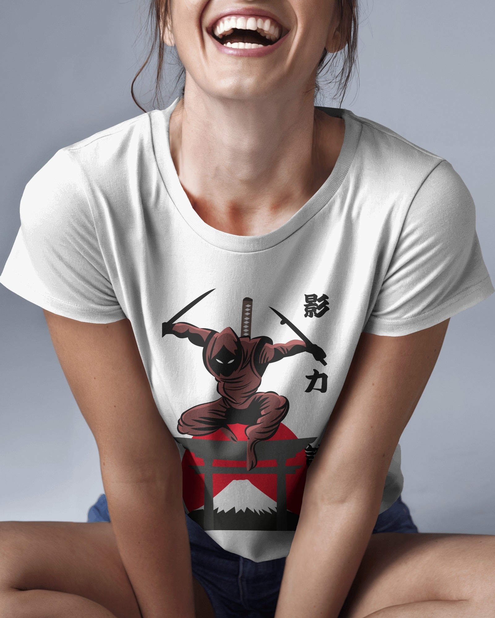 Casual Travelling NINJA Half Sleeves white t shirt
 – ESROVERSE, free shipping included Design T-shirt (Unisex)