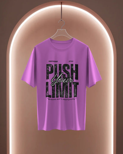 Lavender oversized astronaut Push Your Limit t-shirt by ESROVERSE – includes free shipping
