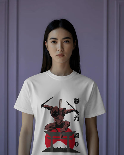 Casual Travelling NINJA Half Sleeves white t shirt
 – ESROVERSE, free shipping included Design T-shirt (Unisex)
