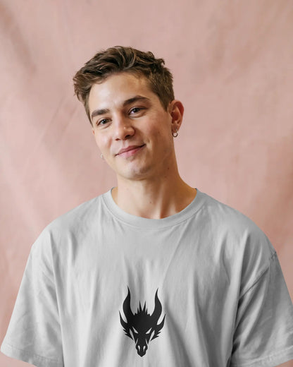 White oversized Casual wear Dragon t-shirt by ESROVERSE – includes free shipping
