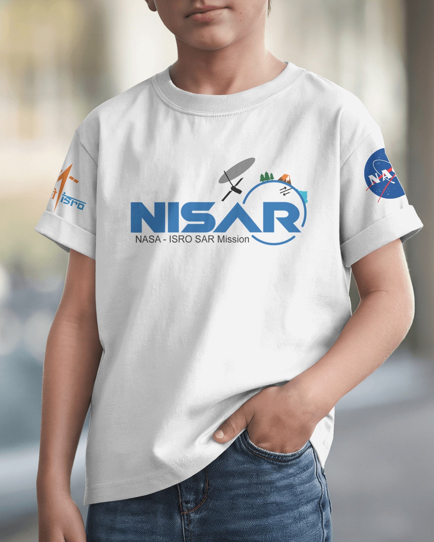 KIDS NISAR ISRO-NASA T-shirt (Use Coupon Code:-MISSIONMERCH2025)