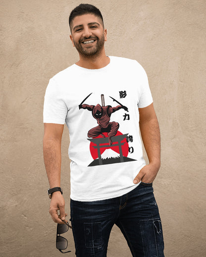 Casual Travelling NINJA Half Sleeves white t shirt
 – ESROVERSE, free shipping included Design T-shirt (Unisex)