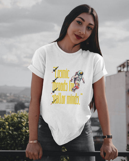 Cosmic white Half Sleeves T-shirt - ESROVERSE, free shipping included Design T-shirt (Unisex)  NASA | ISRO | AMAZON | SPACE