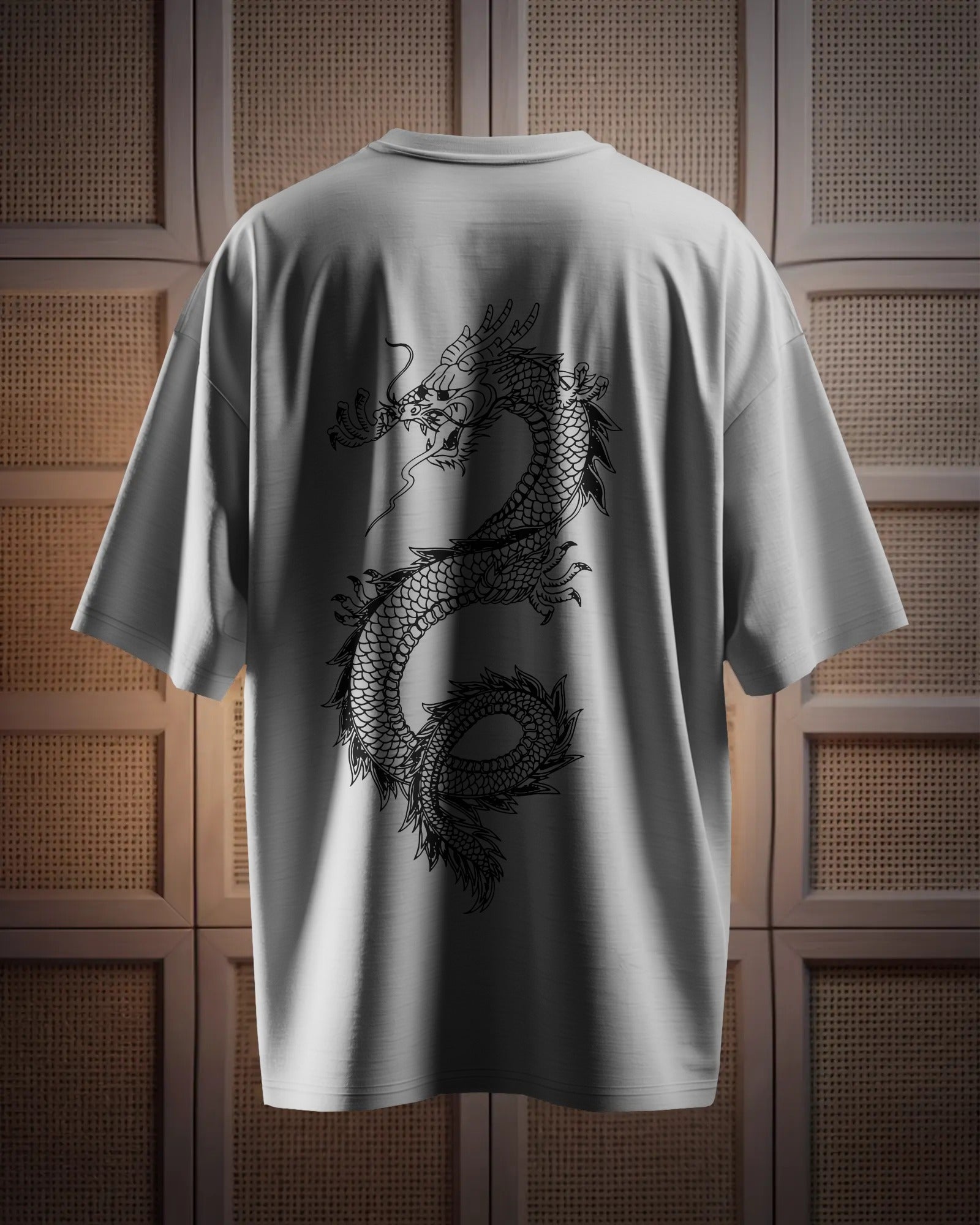 White oversized Casual wear Dragon t-shirt by ESROVERSE – includes free shipping